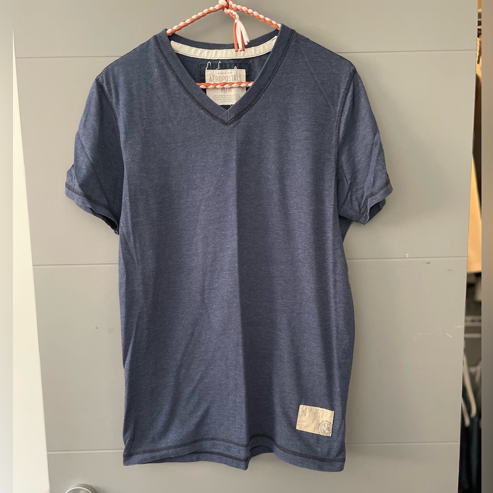 Navy v neck shirt